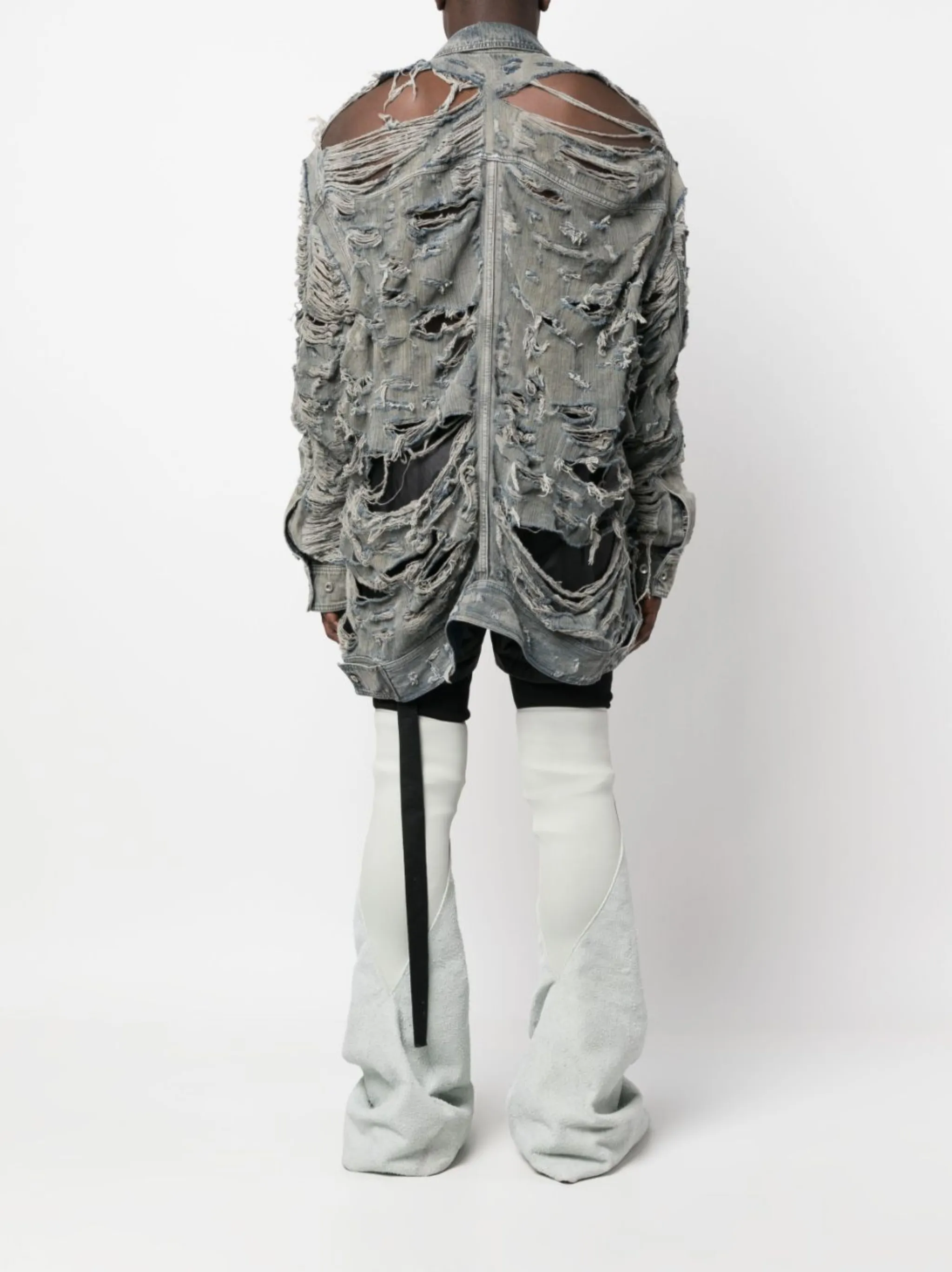 Rick Owens DRKSHDW Jumbo Worker ripped denim jacket | Eraldo Rick Owens DRKSHDW Jumbo Worker ripped denim jacket | Eraldo