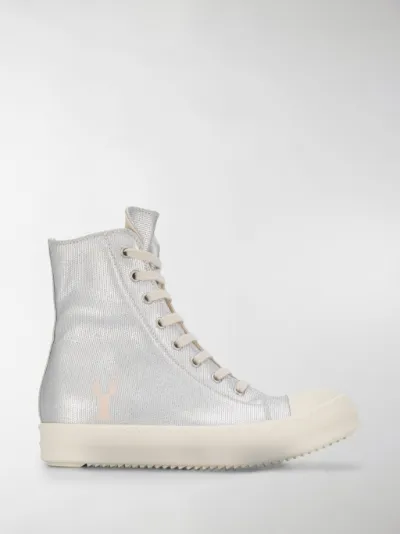 RICK OWENS-DRKSHDW Sneaker alta in cotone nera con lacci | Strikestore