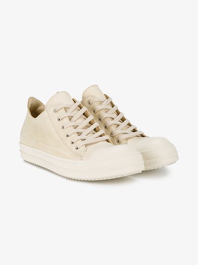 Rick Owens Ivory low leather sneakers | Browns