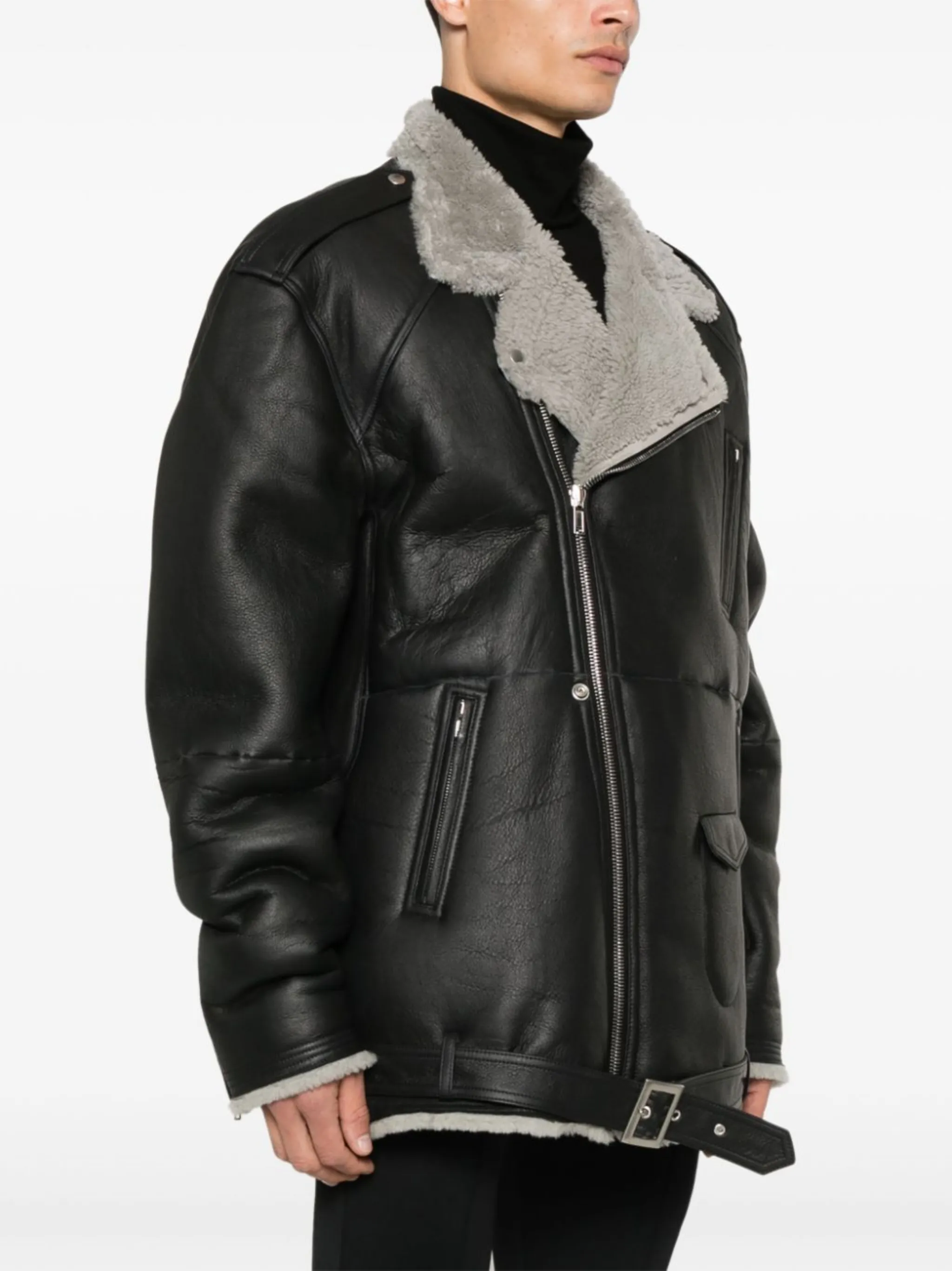ジャケット・アウター Rick Owens jumbo luke stooges LHJP Rick Owens Black Jumbo Luke Stooges Leather Jacket Rick Owens