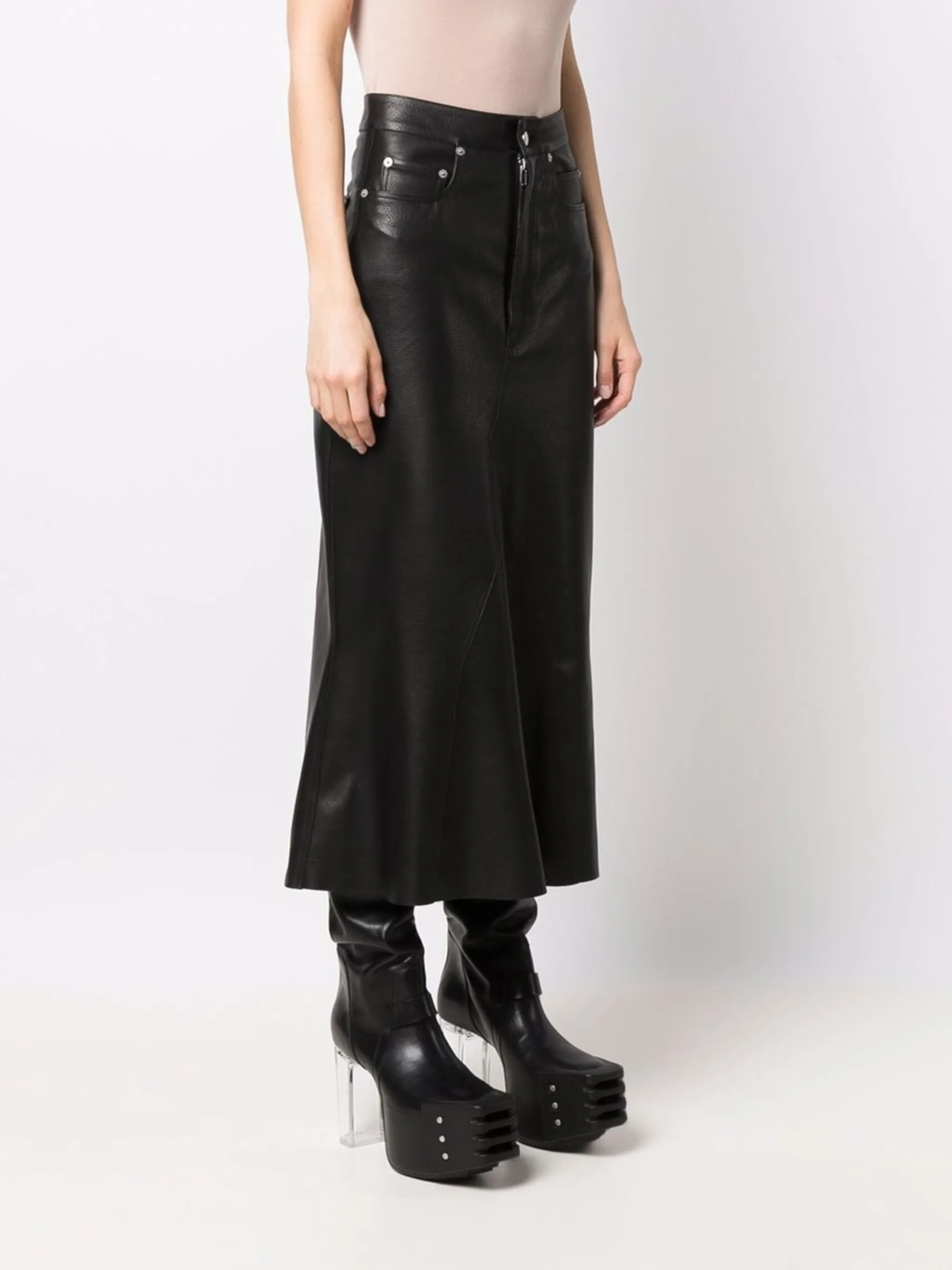 Rick Owens knee godet leather skirt | Eraldo.com FR 