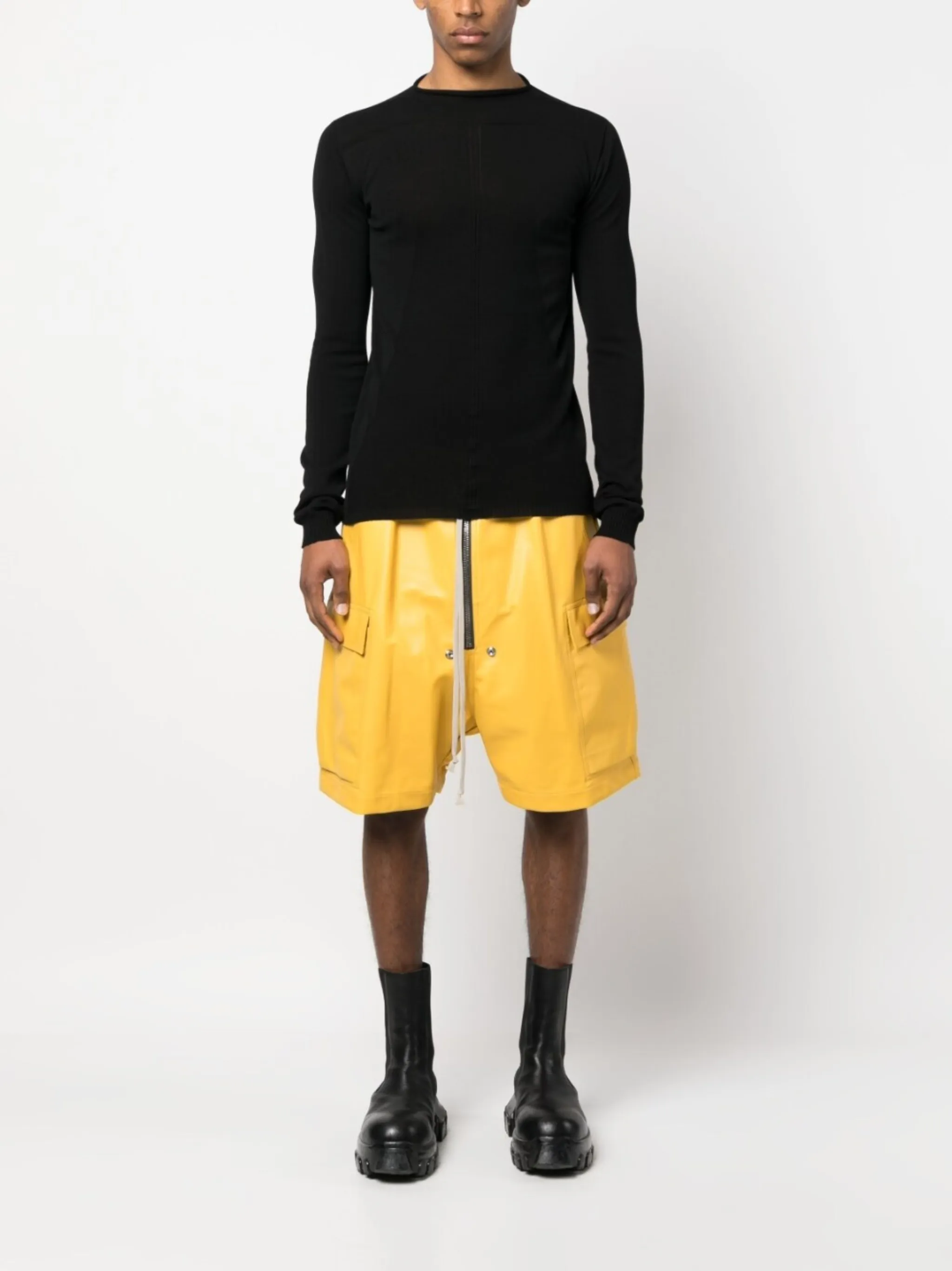 kneelength leather cargo shorts Rick Owens US