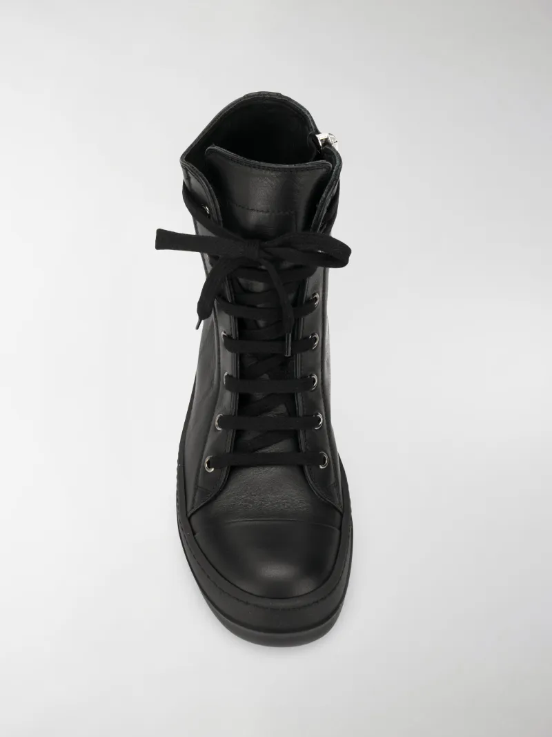 rick owens leather high top sneakers