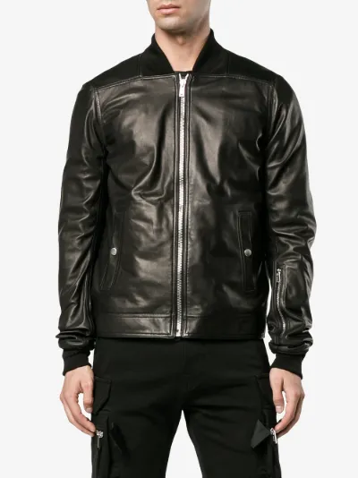 rick owens leather bomber jacket