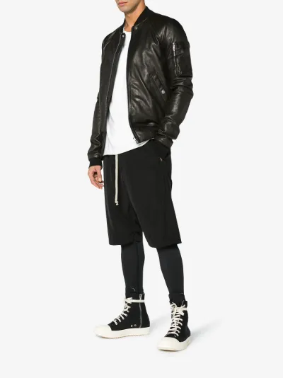 rick owens leather bomber jacket