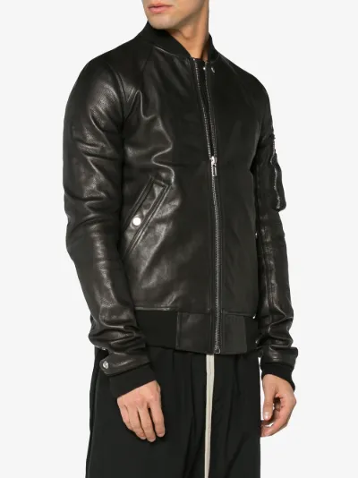 rick owens leather bomber jacket