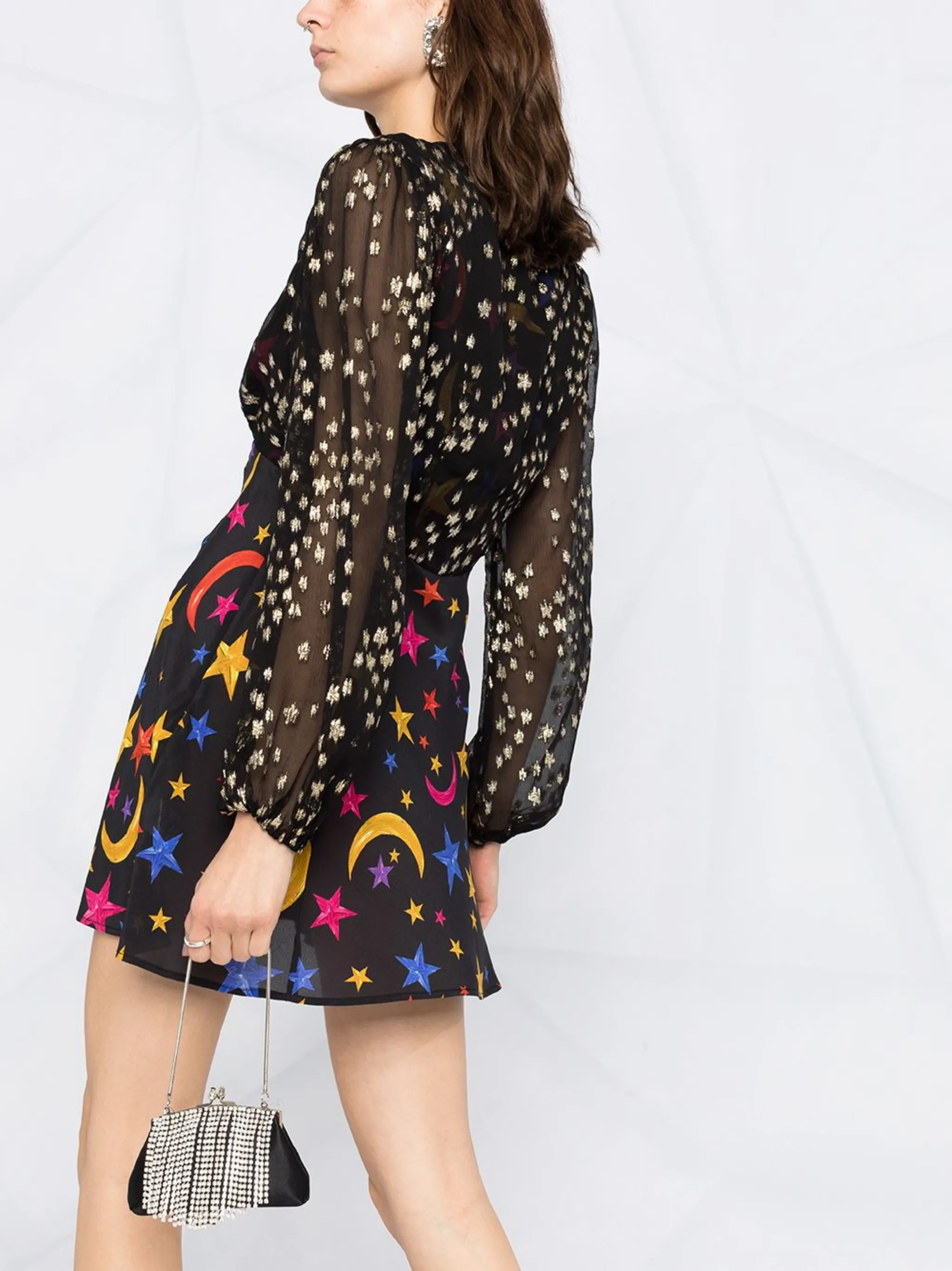 Free People X Rixo Lia top Lips Kiss Polka Dots Retro Printed Mini Dress XS/4. Super