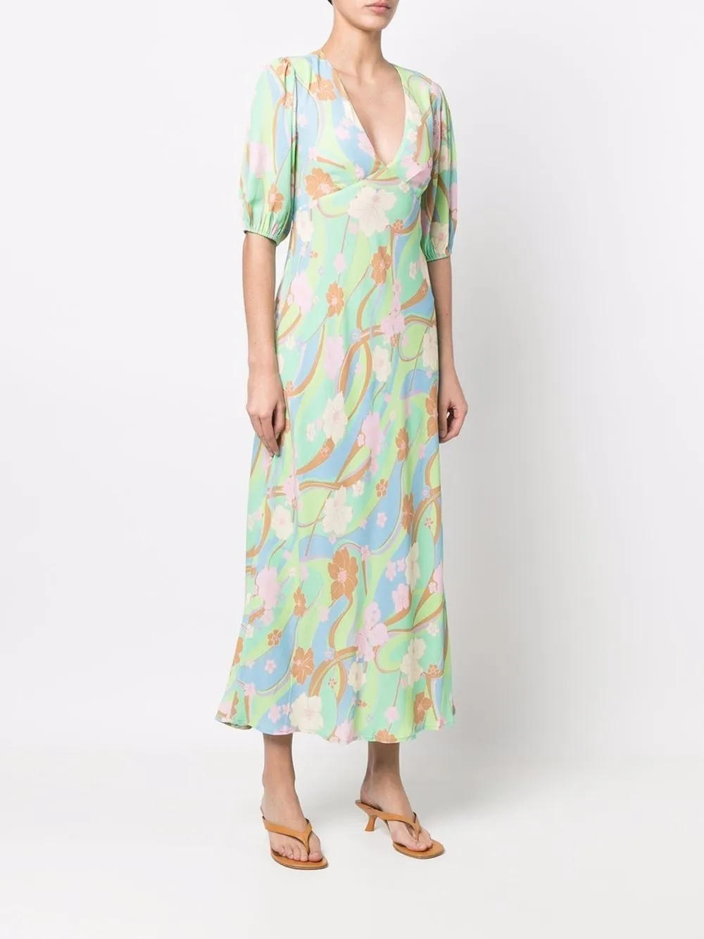 Steph Floral Tie Back Midi Dress | Rixo | Eraldo.com