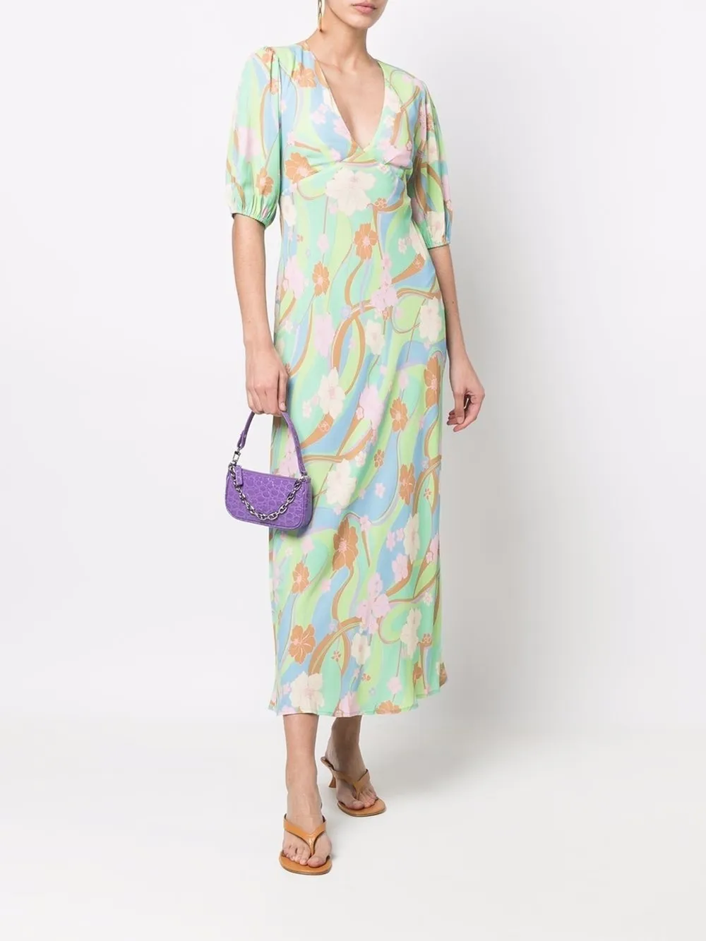 Steph Floral Tie Back Midi Dress | Rixo | Eraldo.com