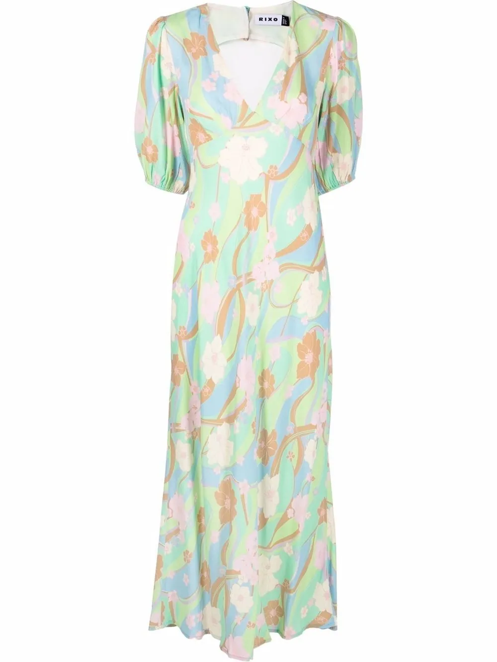 Steph Floral Tie Back Midi Dress | Rixo | Eraldo.com