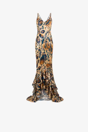 Abito jacquard con stampa Jaguar