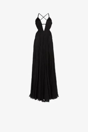 Abito lungo in seta con cut-out