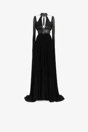 Abito lungo in seta in stile harness
