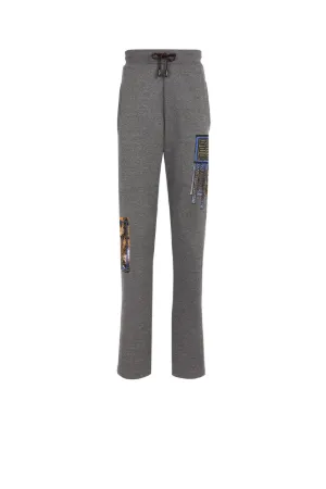 Abstract Print-Appliqué Cotton Sweatpants