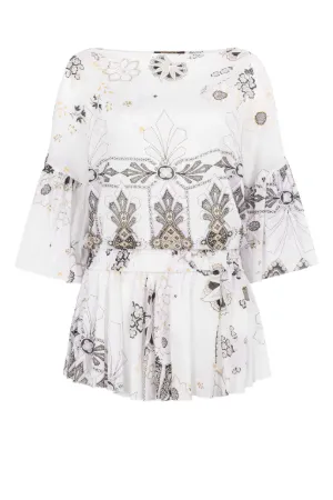 Abstract-Print Cotton Mini Dress