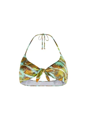 Abstract-Print Halterneck Bikini Top