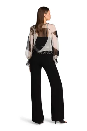 Abstract-Print Silk Top
