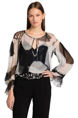 Abstract-Print Silk Top