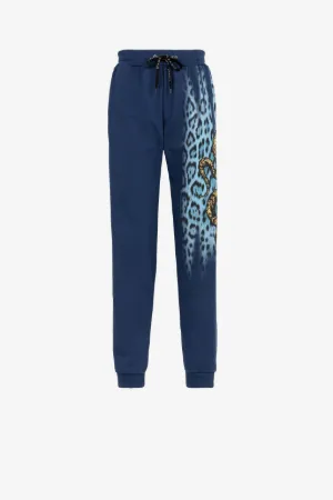 animal-print cotton track pant