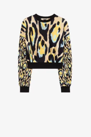 animal-print cropped sweatshirt