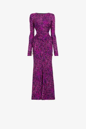 animal-print open-back dress