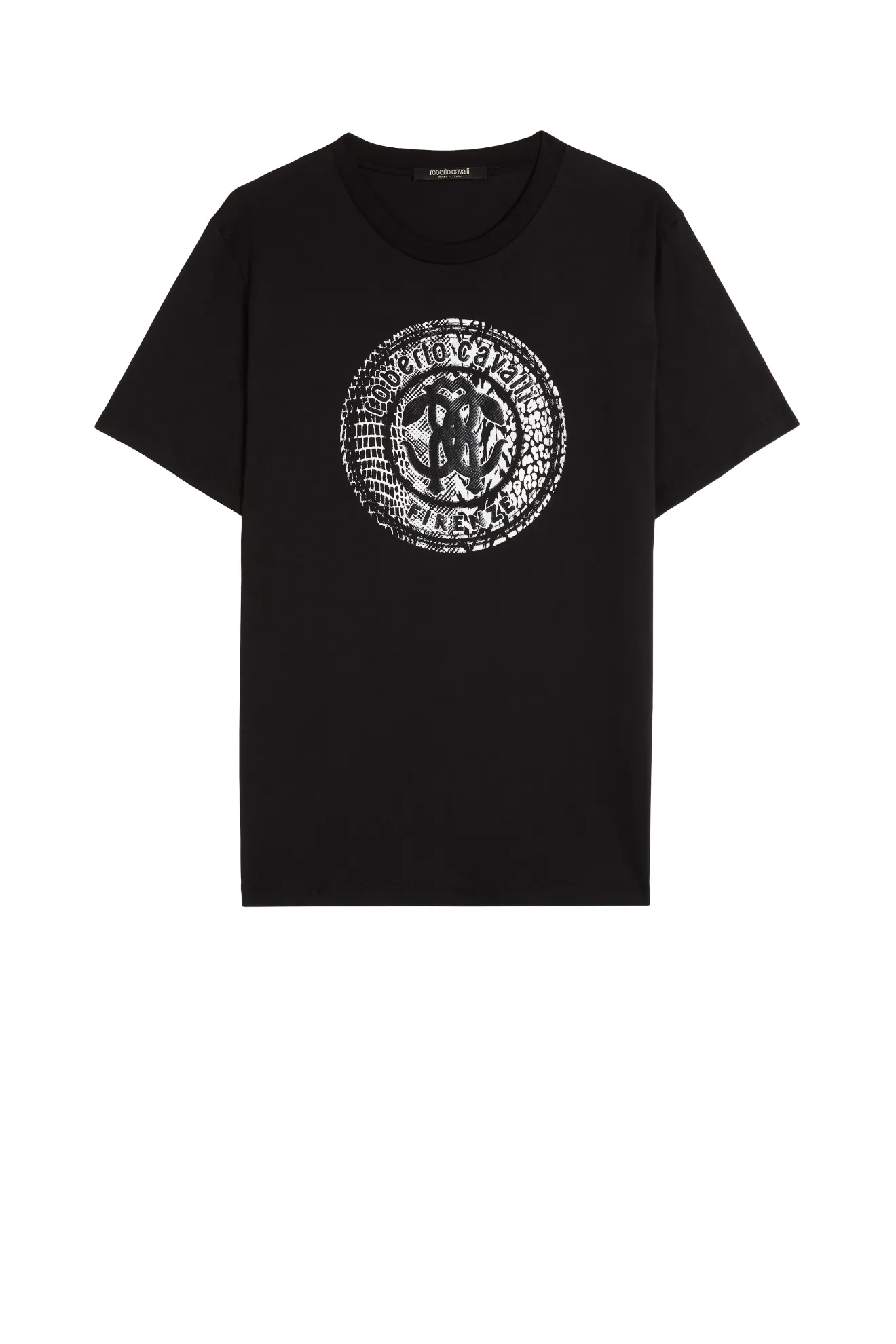 running small Roberto Cavalli front 2 panther 3D Letter logo navy t-shirt