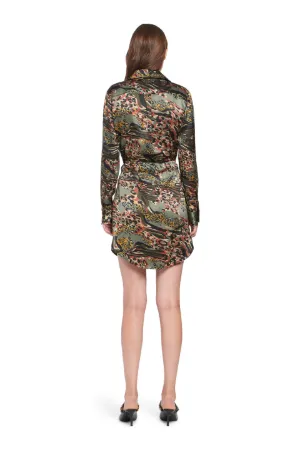 camo print shirt dress