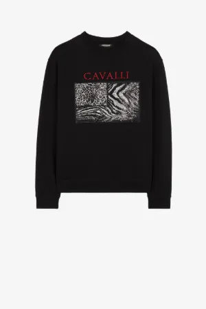 Animalier Patchwork-Appliqué Cotton Sweatshirt