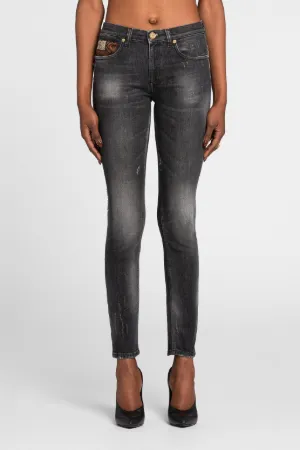 Animalier Patchwork-Print Appliqué Slim-Fit Jeans | Roberto Cavalli Skinny  Jeans