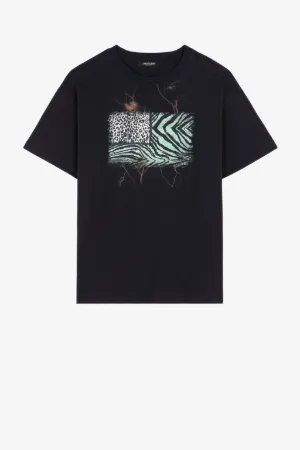 Animalier Patchwork-Print Cotton T-Shirt 