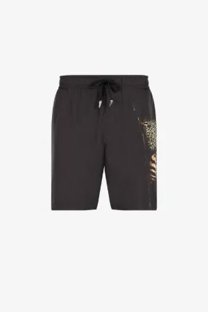 Animalische Badeshorts mit Patchwork-Print