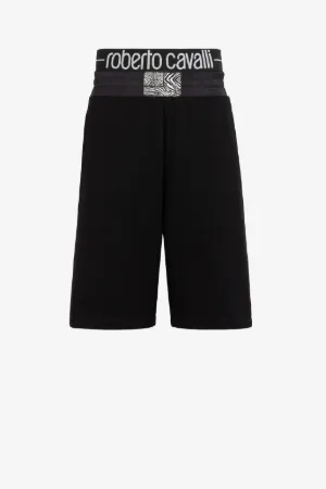 Animalische Shorts mit Patchwork-Print und Logo-Applikation