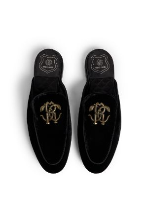 velvet backless loafers