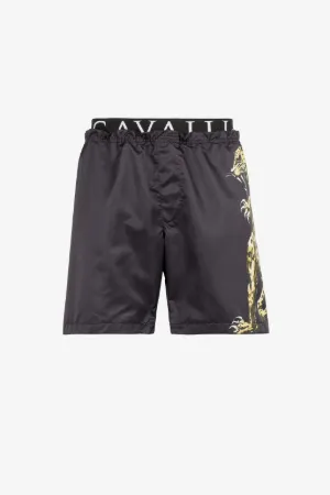Badeshorts mit Jaguardruck und Logo