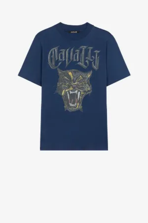 Baumwoll-T-Shirt mit Jaguar und Logo-Print