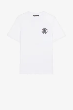 Baumwoll-T-Shirt mit Schlangen-Stickerei