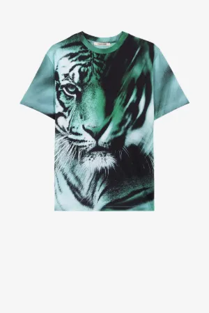 Baumwoll-T-Shirt mit Tigerprint