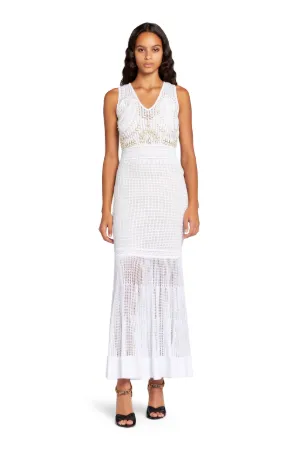 Bead-Embellished Crochet-Knit Dress