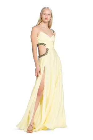 Bead-Embellished Cut-Out Silk Maxi Dress