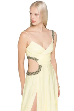 Bead-Embellished Cut-Out Silk Maxi Dress