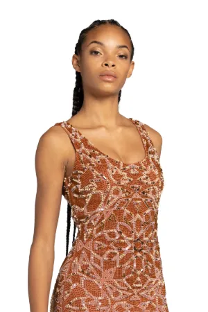 Bead-Embellished Maxi Dress