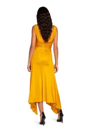 Bead-Embellished Ruched Dress