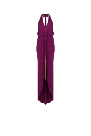 Beaded Tassel-Embellished Gathered Dress