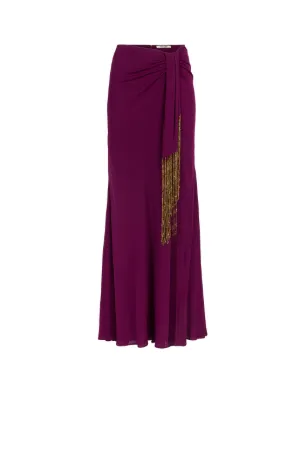 Beaded Tassel-Embellished Maxi Skirt 