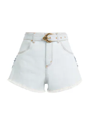 belted jean shorts