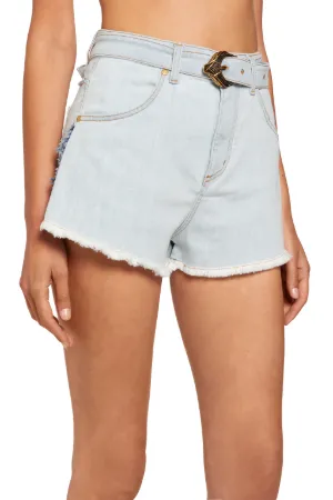 belted denim shorts