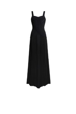 Black crossover evening gown