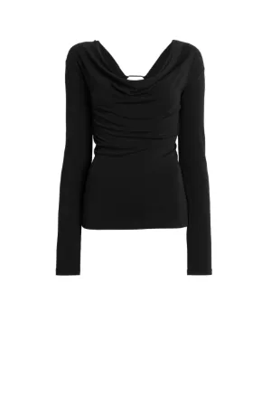 Black draped jersey top