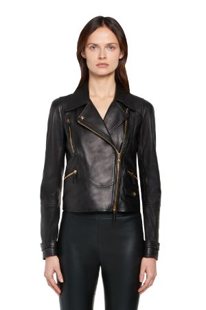 Black leather biker jacket | Roberto Cavalli #{ProductCategoryName ...