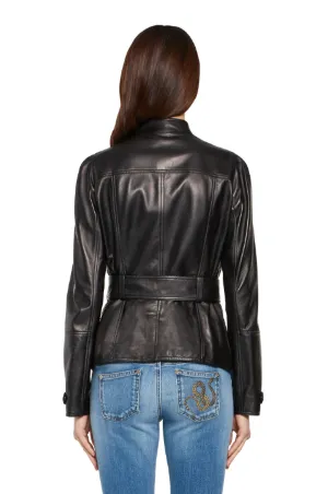 black frill leather jacket